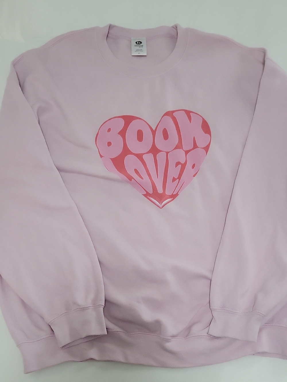 Book Lover Heart Graphic Crewneck Sweatshirt - Pink